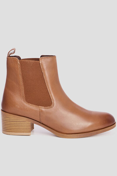Bottines à talons en cuir marron femme