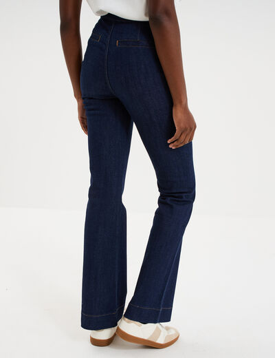 Jean flare &agrave; pont denim brut femme