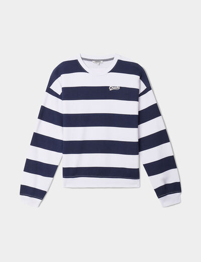 Sweat court manches longues Creeks bleu marine femme