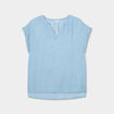 Blouse col tunisien manches courtes bleu clair femme grande taille