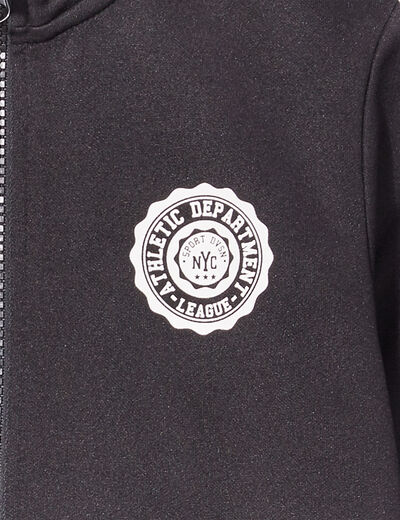 Sweat zippé col montant noir garçon