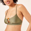 Haut de maillot brassière avec anneaux vert kaki femme