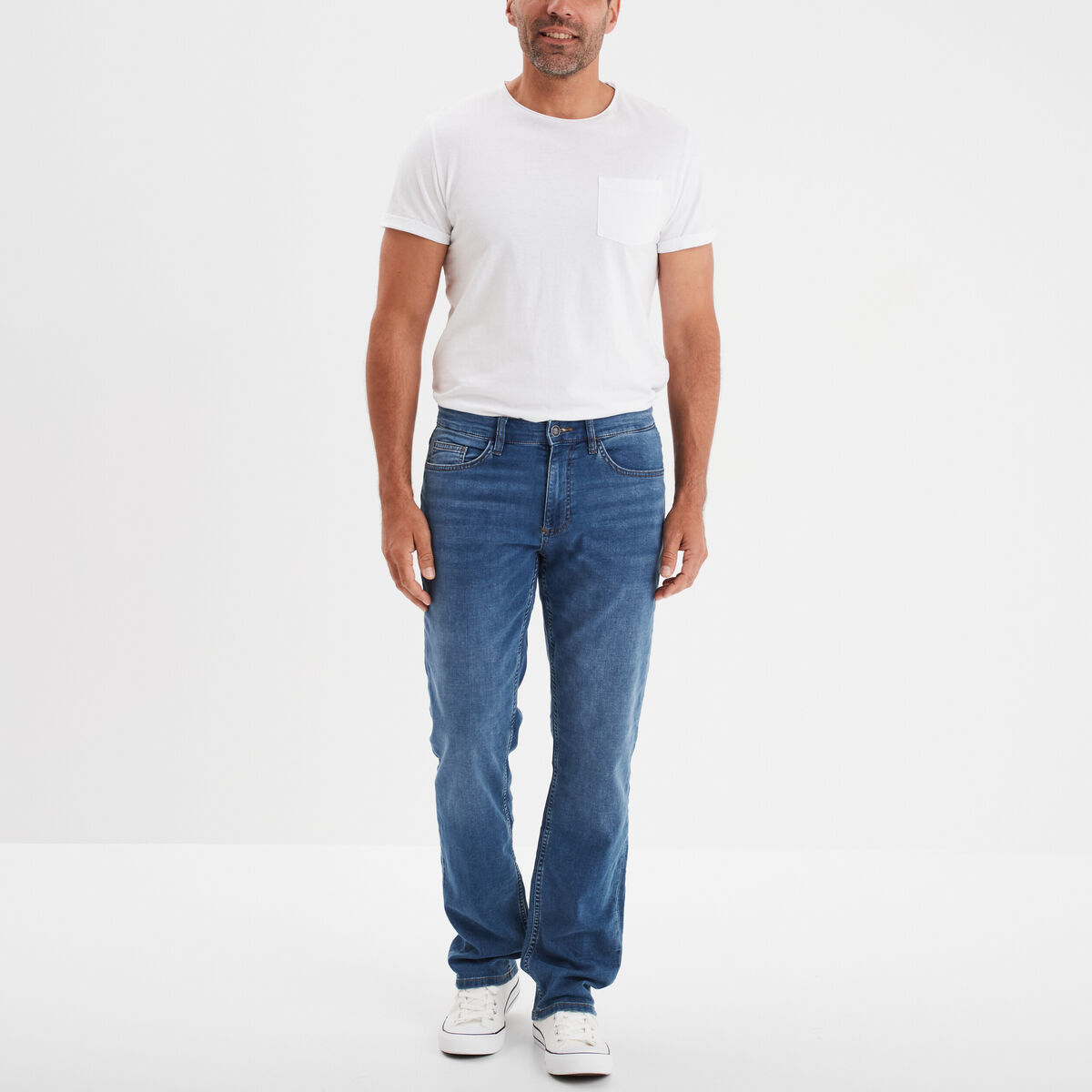 Jean stretch coupe regular denim stone homme