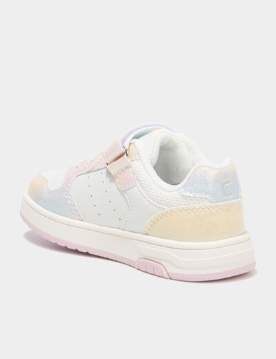 Tennis basses &agrave; scratchs bout renforc&eacute; multicolore fille