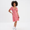 Robe patineuse manches courtes rouge femme