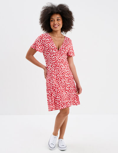 Robe patineuse manches courtes rouge femme