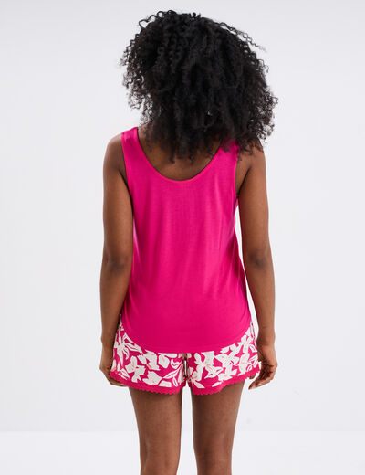 Ensemble pyjama short et débardeur rose femme