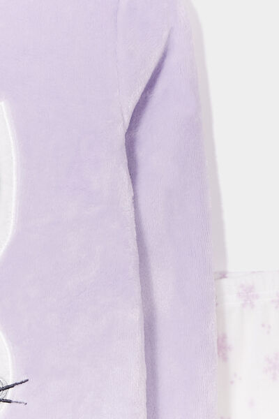 Ensemble pyjama 2 pi&egrave;ces velours violet clair fille