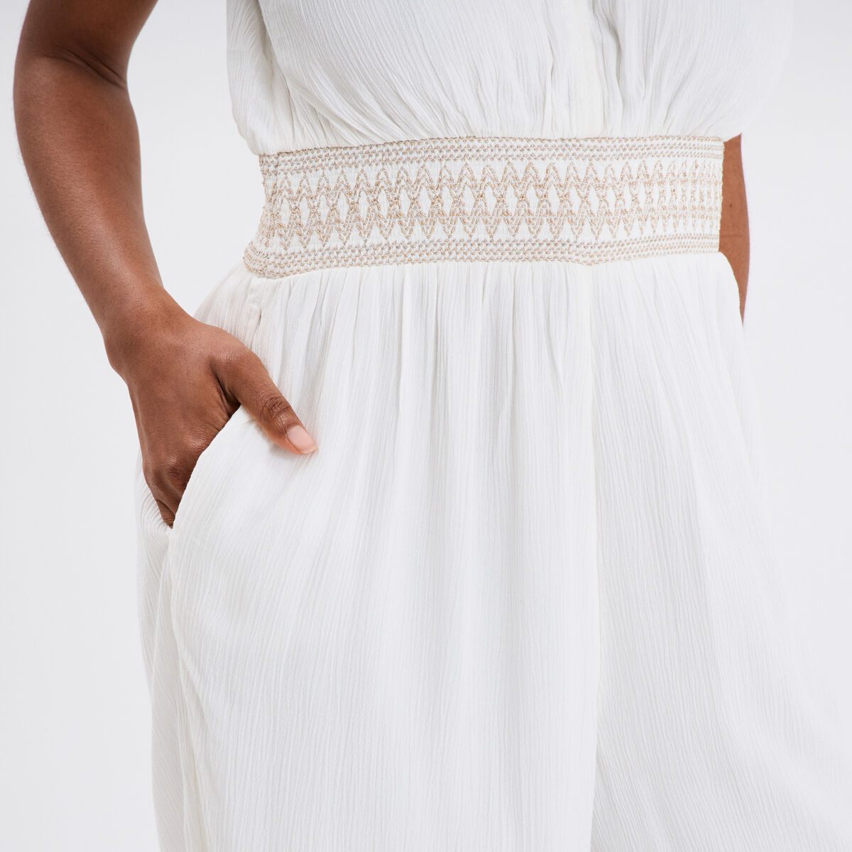 Combinaison pantalon dos en V blanc femme