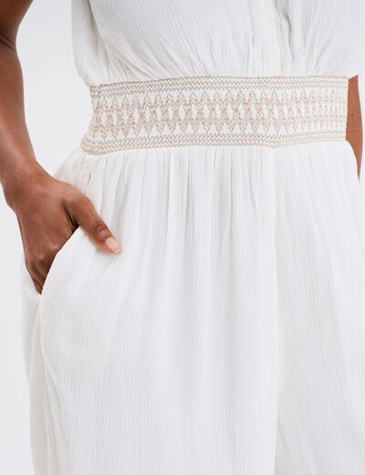 Combinaison pantalon dos en V blanc femme