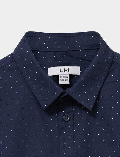 Chemise droite &agrave; manches longues bleu marine gar&ccedil;on