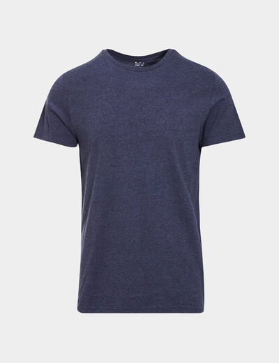T-shirt coton manches courtes bleu marine homme