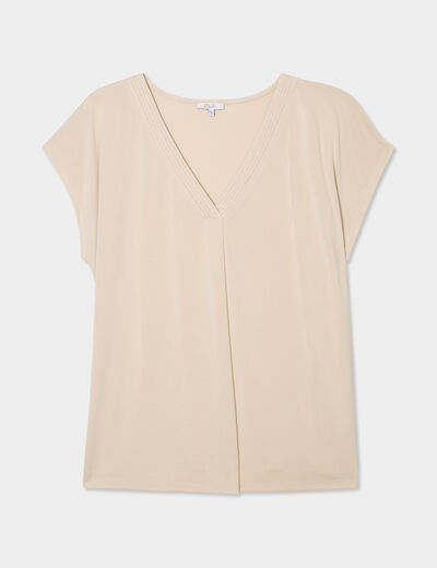 T-shirt col en V manches courtes gris clair femme grande taille