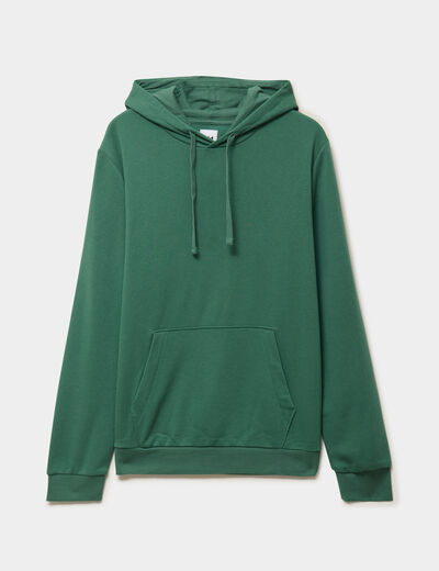 Sweat molleton &agrave; capuche hoodie vert menthe homme