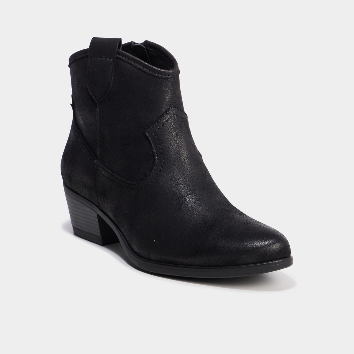 Boots esprit western &agrave; talons noir femme