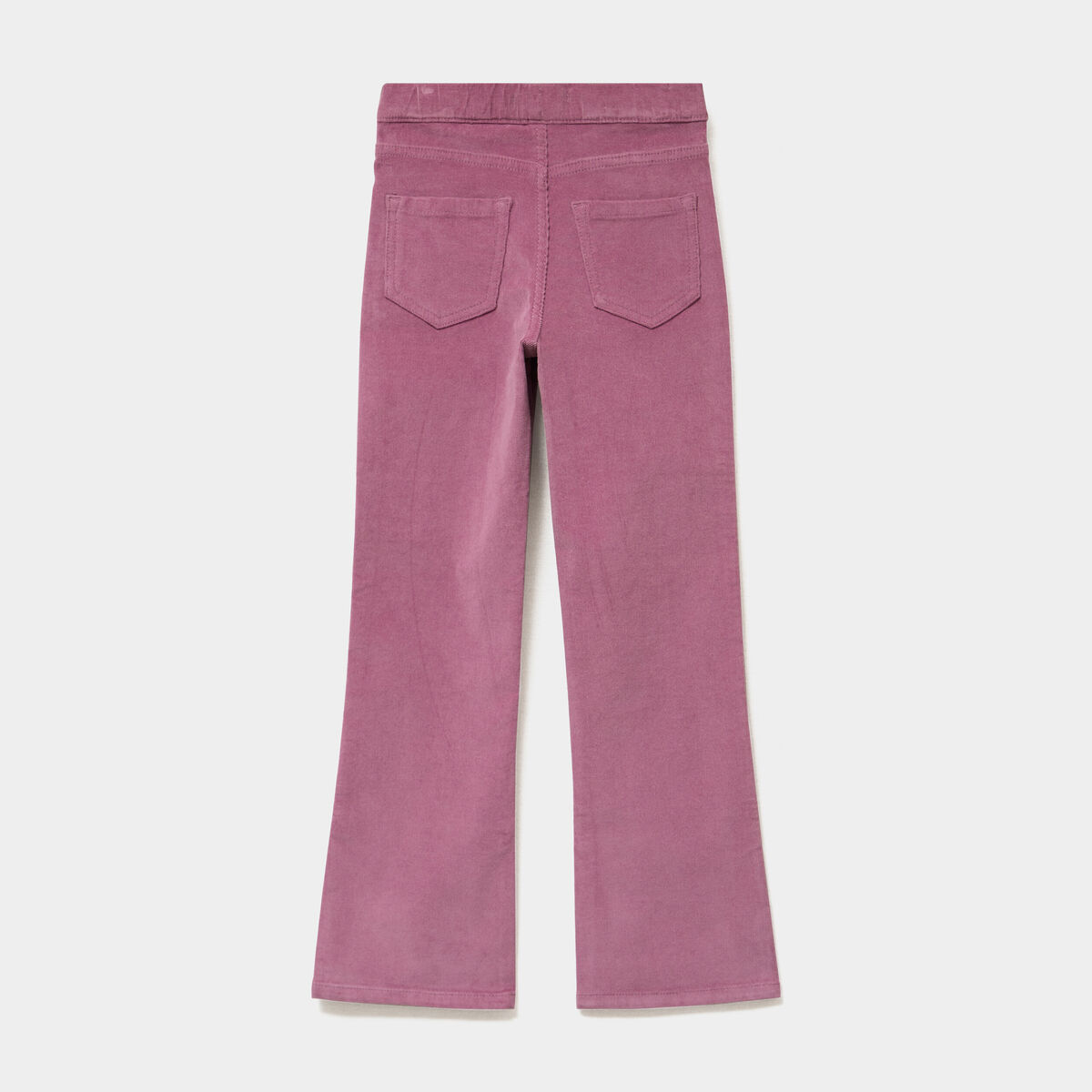 Tregging flare stretch effet velours rose poudr&eacute;e fille