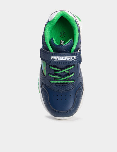 Tennis semelles lumineuses Minecraft bleu marine garçon