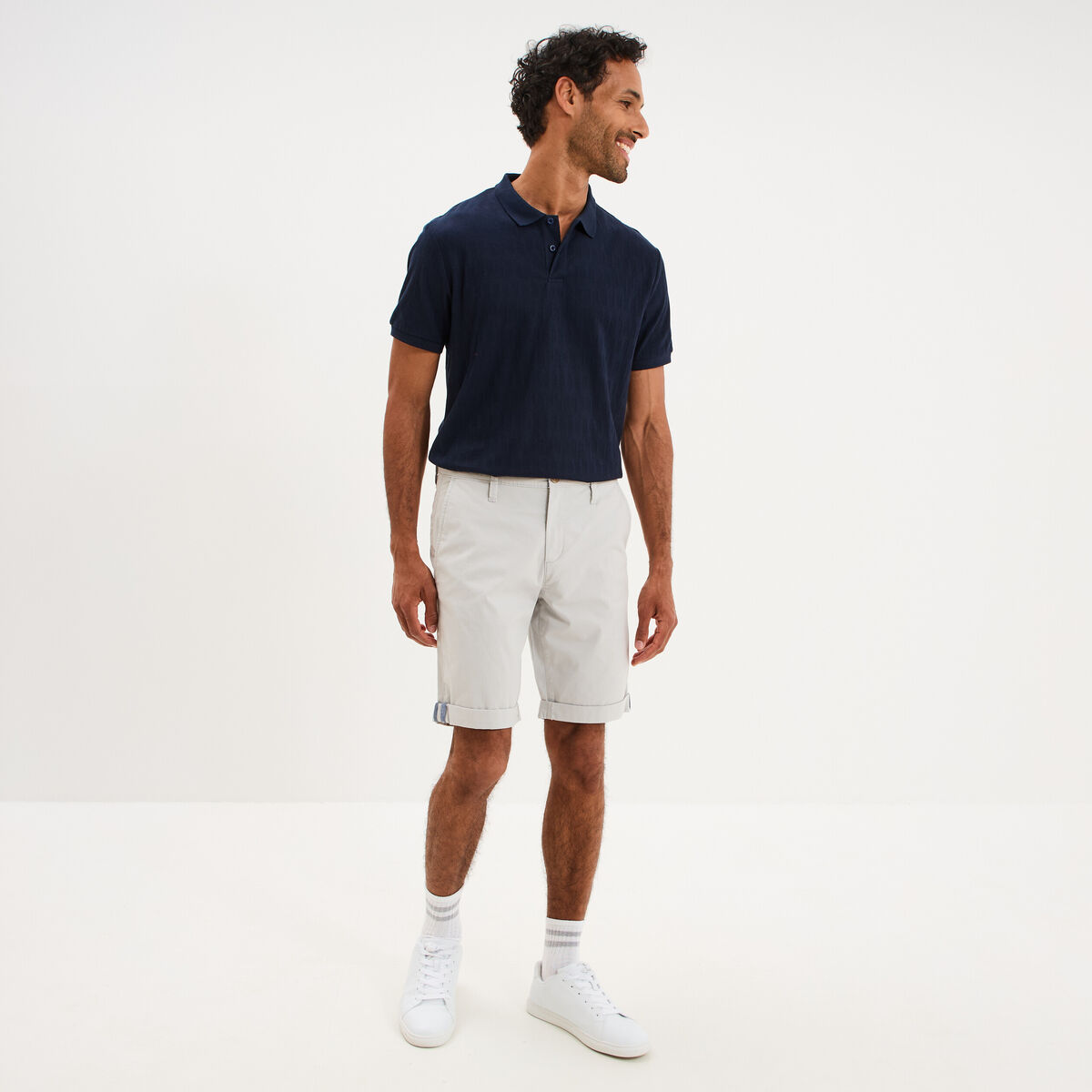 Bermuda short chino straight stretch gris clair homme