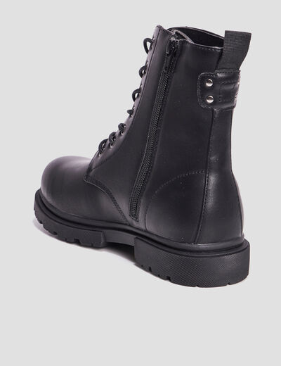 Boots zippées à lacets noir femme