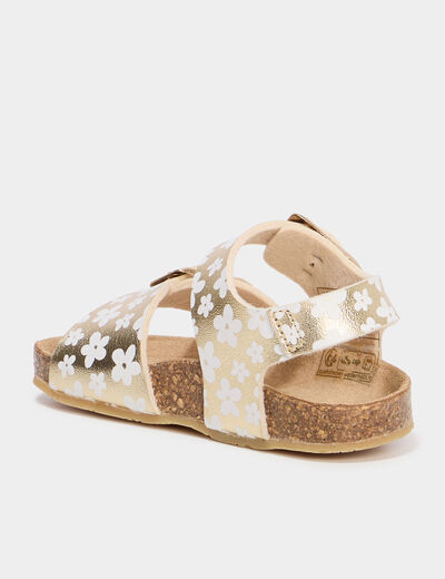 Sandales avec boucles jaune or bébé fille