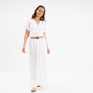 Jupe longue gaze de coton ceintur&eacute;e blanc femme