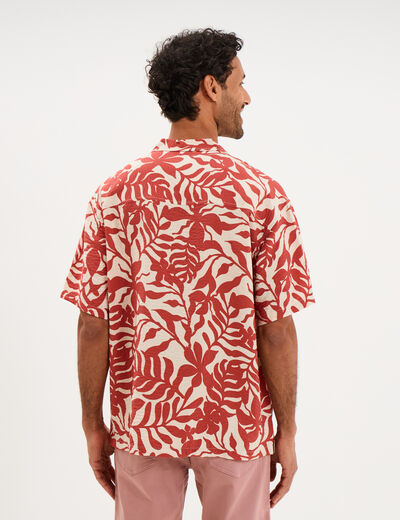 Chemise l&eacute;g&egrave;re textur&eacute;e manches courtes orange clair homme