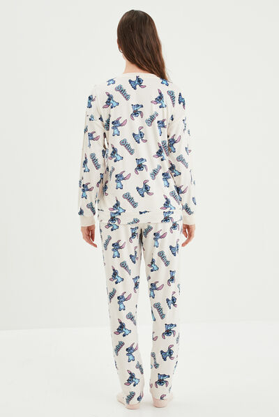 Coffret ensemble pyjama velours Stitch rose clair femme