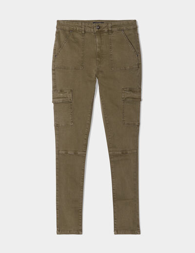 Pantalon cargo skinny 7/8ème Liberto vert kaki femme