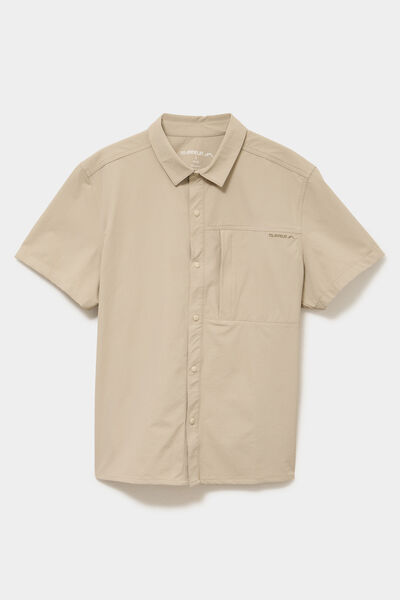 Chemise d&eacute;perlante droite stretch beige homme