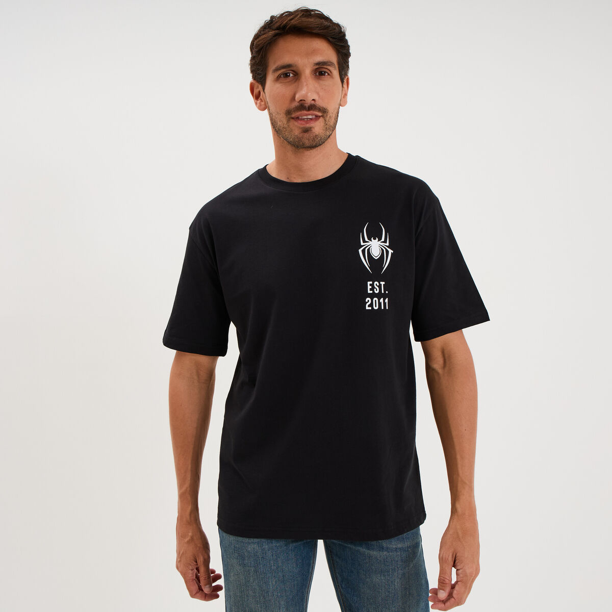 T-shirt relax manches courtes Spider-Man noir homme