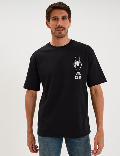 T-shirt relax manches courtes Spider-Man noir homme