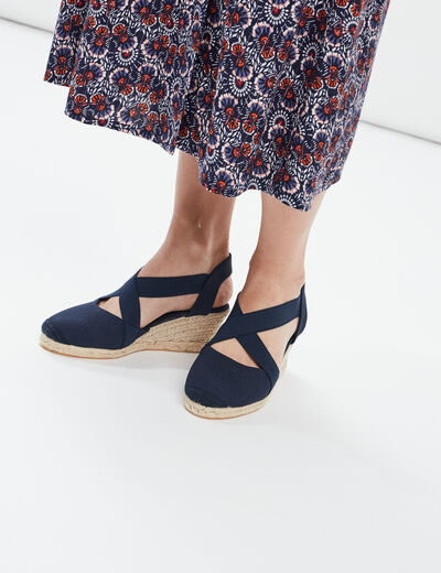 Sandales espadrilles compensées bleu femme