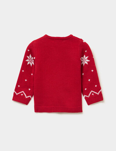 Pull de No&euml;l col rond manches longues rouge b&eacute;b&eacute; gar&ccedil;on