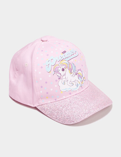 Casquette visière à paillettes rose fille