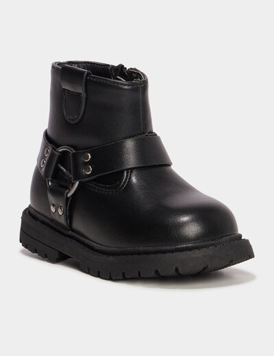 Bottines crantées avec boucles Liberto noir bébé fille