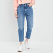 Jeans straight 7/8ème denim bleach femme