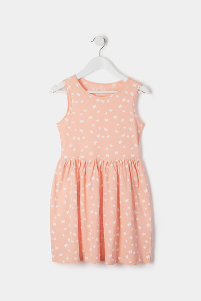 Robe évasée sans manches orange clair fille