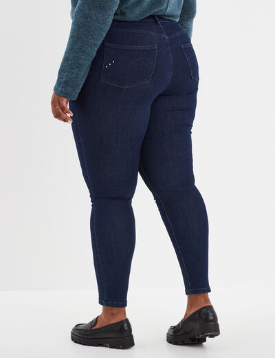 Jeans skinny 7/8ème à strass denim brut femme grande taille
