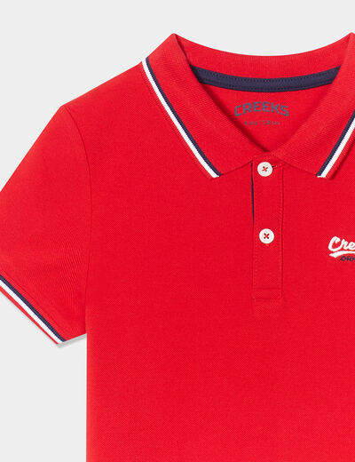 Polo manches courtes coton Creeks rouge garçon