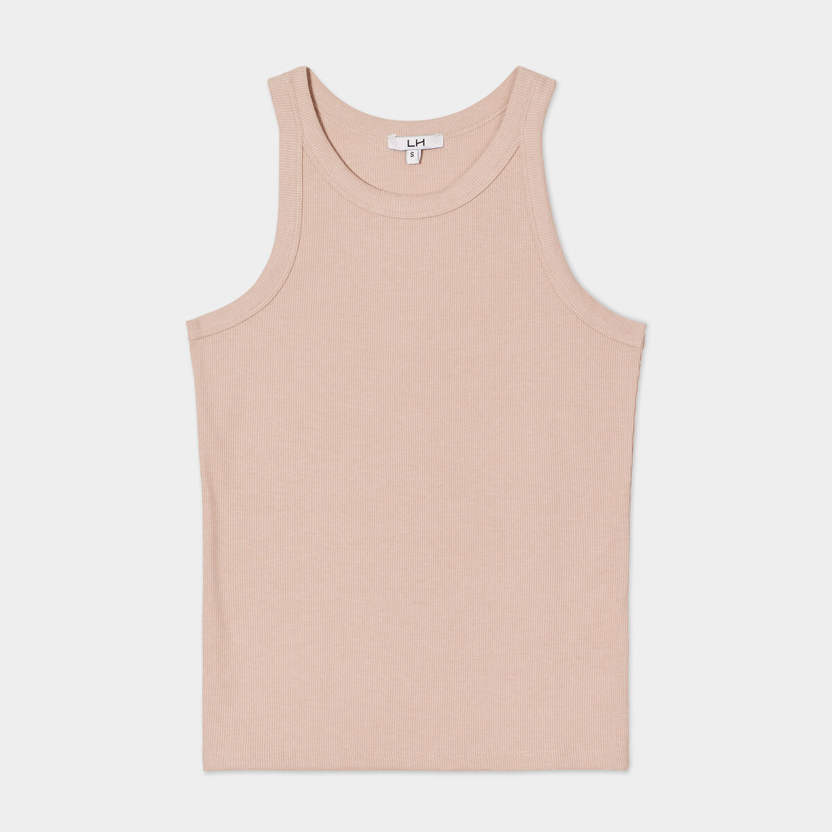 Débardeur côtelé encolure américaine sable femme
