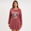 Chemise de nuit manches longues coton rose framboise femme grande taille