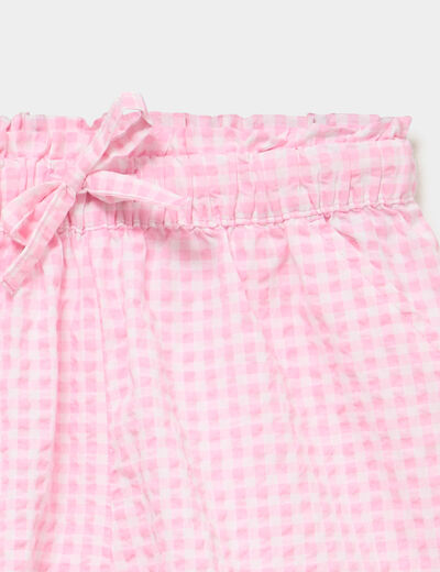 Short droit gaufr&eacute; taille &eacute;lastiqu&eacute;e rose fille