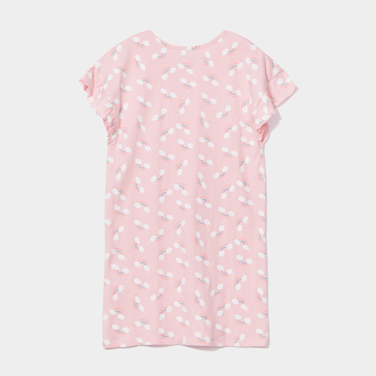 Chemise de nuit manches courtes coton rose fille