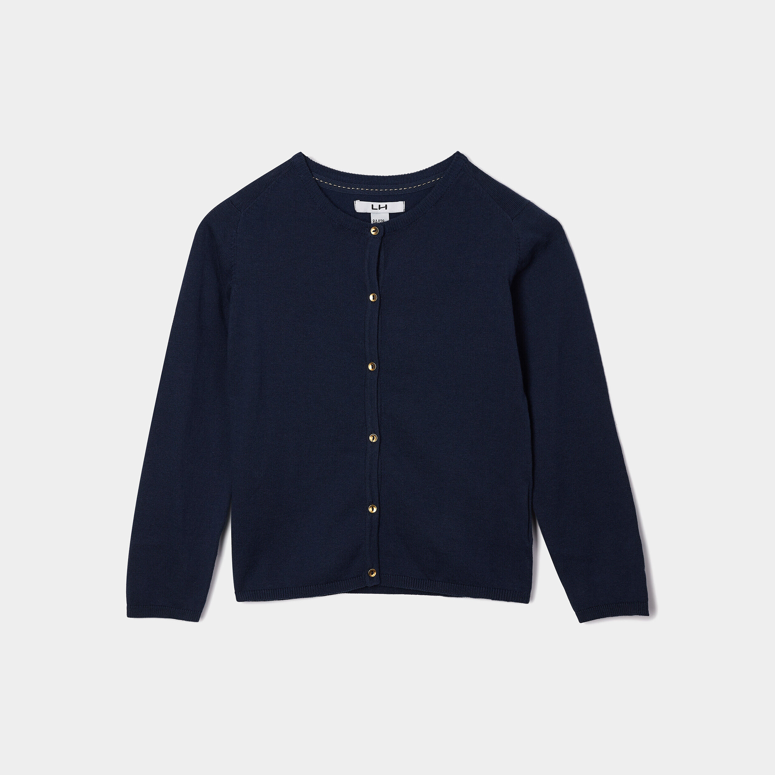 Gilet boutonné coton mélangé bleu marine fille