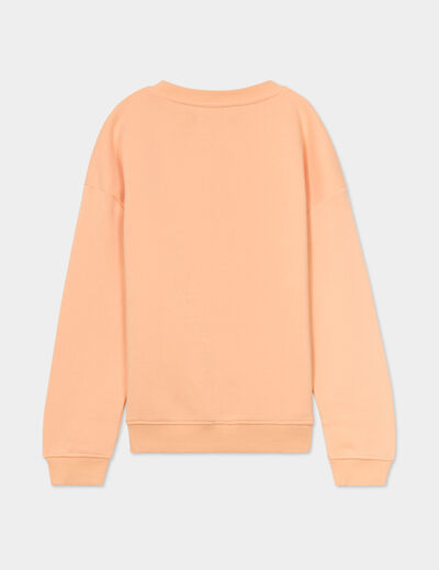 Sweat oversize manches longues col rond rose saumon garçon