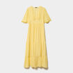 Robe longue fluide &agrave; volants jaune clair femme