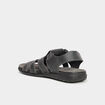 Sandales &agrave; scratchs en cuir noir homme