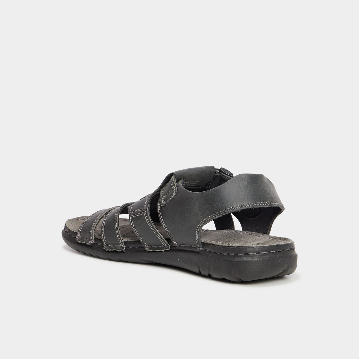 Sandales &agrave; scratchs en cuir noir homme