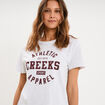 T-shirt col rond manches courtes gris clair femme
