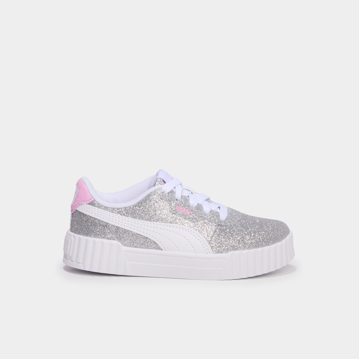 Baskets &agrave; paillettes Puma Carina gris argent fille